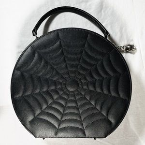 Lux De Ville Spiderweb Hatbox Purse Black Vegan Leather Goth Kat Von D Pinup